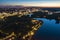 Night cityscape scenic panorama. Minsk, Belarus. aerial photography