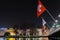 Night cityscape with Swiss flag, Geneva