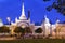 Night cityscape of Szeged with bathing complex