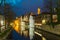 Night cityscape with a tower Belfort and the Green