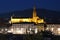 Night cityscape view of Florence, in Italy with illuminated Basilica of the Holy Cross