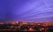 Night cityscape view of Voronezh city from rooftop. District Birchwood