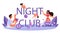 Night club typographic header. Pole dancing woman in club, female stripper