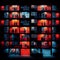 Night colorful windows lights of apartment building in city. AI generative