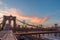 Night coming over famous Brooklyn Bridge