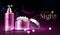 Night cosmetics product realistic vector ad banner