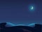 Night Desert Landscape Illustration, Starry Sky, Moon, Dune