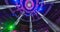 Night disco club with neon blue violet light, disco mirror ball and bright floodlight. loop rotate