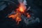 Night eruption of the volcano of fire. Generative Ai