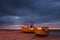 Night fishing boats, coast of the Baltic Sea