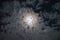 Night full moon bright clouds halo effect cloud sky mystery spooky lunar atmosphere