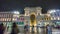 Night galleria vittorio emanuele front square walking panorama 4k time lapse milan italy