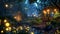 At night the garden transforms into a luminescent wonderland with fireflies flitting about in a mesmerizing dance. The