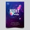 Night glow liquid light party music night poster template.
