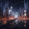 Night Glows: Futuristic Cityscapes in Neon Lights. Generative AI