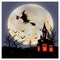 Night Halloween background with creepy cemetery