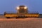 Night harvesting of wheat with a combine