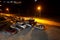Night hotel car parking lot