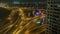 Night illumination dubai traffic downtown roof top panorama timelapse. Night light dubai traffic road timelapse