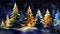 night illustrated Christmas forest