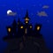 Night illustration for the holiday of Halloween, Gothic castle o