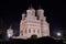 Night image of the Cathedral of Curtea de ArgeÈ™, monument of architecture, built in the early 16th century