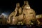 Night image of decorated Durga Puja pandal, Durga Puja is biggest religious festival of Hinduism. Shot at colored light, in