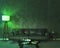 Night interior with green colored lights