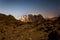 Night landscape, bald mountains against a starry sky