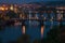 Night landscape with bridges. Prague, Czech Republic