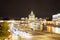 Night landscape of the center of Moscow with a view of the high-rise on the Kotelnicheskaya embankment, the Floating bridge of