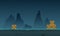 At night landscape cliff game background