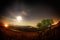 Night landscape with the Milky Way above the fields