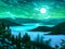 The night landscape paintings show the full moon, light, forest and the sea beautifully. 3d rendering.