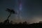 Night landscape at the Seli swamp, starry sky and milky way