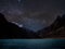 Night Landscape, Silhouette mountain with water on lake and sky full of star with milky way