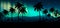 Night landscape with stars, sunset, stars. Silhouette coconut palm trees