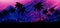 Night landscape with stars, sunset, stars. Silhouette coconut palm trees