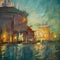 Night landscape to Venice, painting