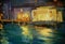 Night landscape to Venice, painting