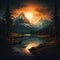 Night Landscape Wallpaper: Broad Peak With Pine Trees, Lake, And River