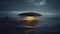 At night a large fat gray-black disc-shaped UFO with a_001