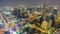 Night light bangkok hotel roof top cityscape river traffic panorama 4k time lapse thailand