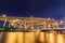 Night light bridge with river at bangkok