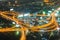 Night light, Highway intersection aerial view
