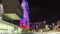 Night light museum of design torre agbar view 4k time lapse spain barcelona