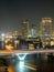 Night light scene skyscraper buildings citiscape view of Bangkok, Thailand