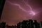 At night, lightning struck a building