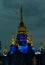 Night lightning in Wat Rong Suea Ten Blue temple stupa