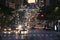 Night lights of crosstown traffic on 42nd Street in New York City